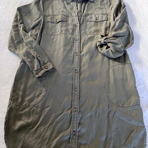 Lucky Brand Army Green Button-Up shirt Dress